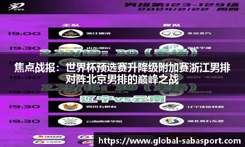 焦点战报：世界杯预选赛升降级附加赛浙江男排对阵北京男排的巅峰之战